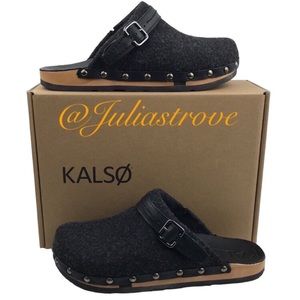 KALSO Shanti Wool Leather Studded Clogs NEW In Box